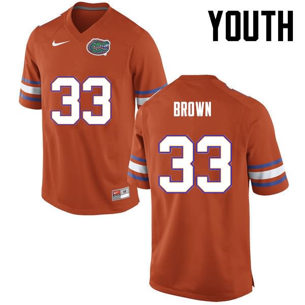 NCAA Florida Gators Mack Brown Youth #33 Nike Orange Stitched Authentic College Football Jersey KIO7164JG